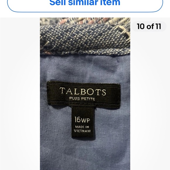 TALBOTS Women’s Blue Stripe Tweed Shift Dress  Sleeveless Sz 16 W Petite - Picture 9 of 10